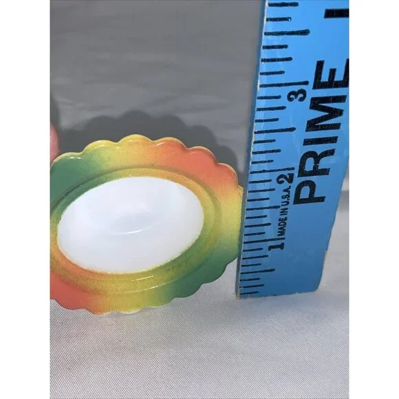 Vtg Mosser Mini Chicken on Nest Tie Dye Glass Salt Cellar Basket C880 - Picture 6 of 10